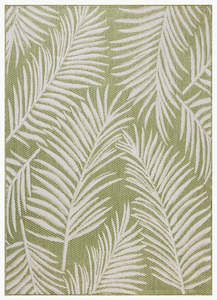 Floor Rugs: Palm Outdoor Rug - Ivory & Green