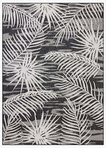 Floor Rugs: Palm Outdoor Rug - Ivory & Onyx