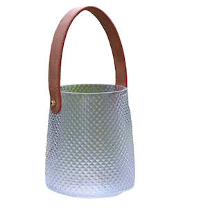 Textured Glass Hurricane Lamp - with Handle