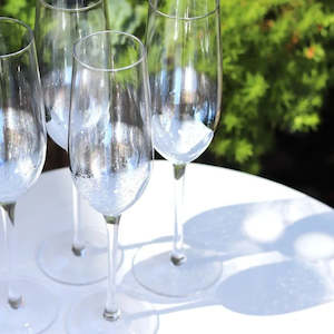Glassware: Champagne Flutes with Silver - Set of 4