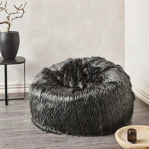 Fur Bean Bag - Ebony Plume