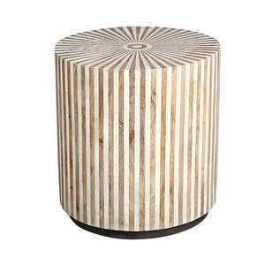 Side Coffee Tables: Stripe Bone Inlay Side Table – Natural