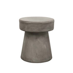 Mushroom Outdoor Stool/Side Table - Weathered Cement