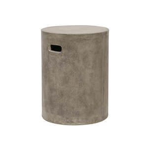 Round Outdoor Stool/Side Table - Weathered Cement