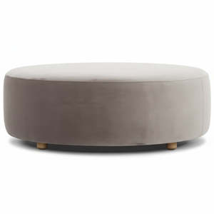 Riva Round Ottoman - Mouse Gray Velvet