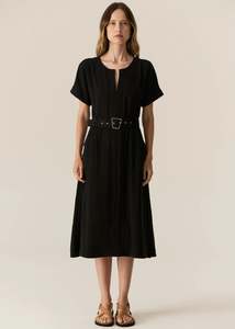 Pol: Faire Belted Dress | Black