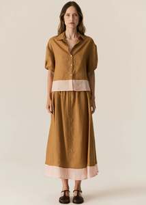 Pol: Speck Contrast Shirt | Ginger/Pink