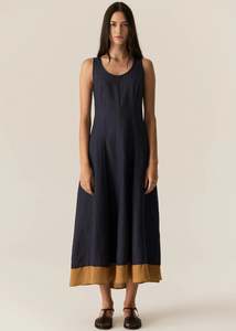 Pol: Speck Contrast Dress | Ink/Ginger