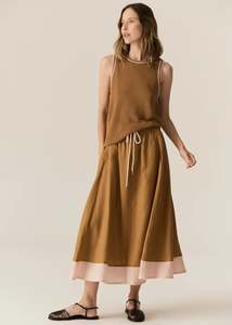 Pol: Speck Contrast Skirt | Ginger/Pink