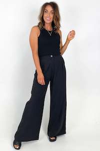 Caths Favourites: Iris Maxi Linen Blend Pants Black