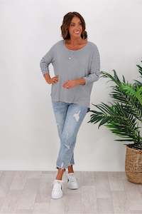 Amys Favourites: Betty Basics Milan 3/4 Sleeve Tee Navy/White Stripe