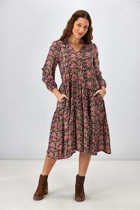 Sunday Boho Celine Dress Paisley Print Black