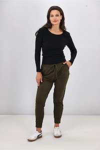 Victorias Favourites: Shine On Essentials Full Length Jogger Olive