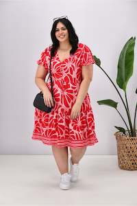 Boho Australia Cerise Dress Red Print