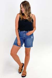 Wakee: Wakee Ashlee Shorts Blue Denim
