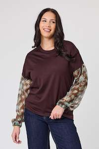 Alpine By Shine On: Alpine by Shine On Lourdes Chiffon Sleeve Top Chocolate