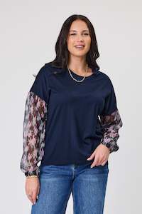 Alpine by Shine On Lourdes Chiffon Sleeve Top Ink
