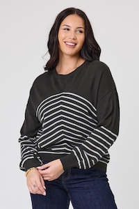 Alpine By Shine On: Alpine by Shine On Edmonton Chevron Stripe Jumper Olive Grey