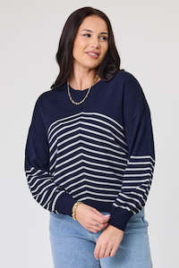 Alpine by Shine On Edmonton Chevron Stripe Jumper Ink Grey