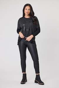 Alpine by Shine On Brunswick Striped Merino Top Black Grey