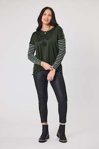 Alpine By Shine On: Alpine by Shine On Serena Top Olive with Olive Grey Stripe