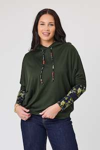 Alpine By Shine On: Alpine by Shine On Halifax Contrast Sleeve Hoodie Olive