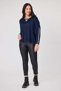 Alpine by Shine On Regina Cross Trim Merino Top Ink