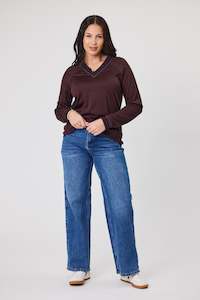 Alpine by Shine On Alberta Merino Sports Trim Top Chocolate