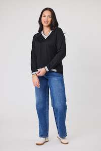 Alpine by Shine On Alberta Merino Sports Trim Top Black