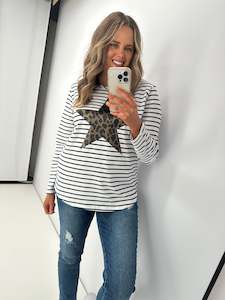 Sale: Threadz Annie Star Stripe Tee Navy/White