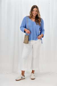 Shine On Brands: Shine On Label Lilith V Neck Knit Light Blue
