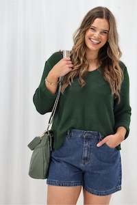 Shine On Label Lilith V Neck Knit Emerald Green