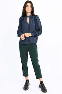 Molly Bracken: Molly Bracken Front Neck Tie Blouse Duck Blue