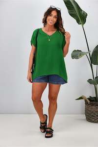 Shine On Label Summer Essential Drape V Neck Top Green