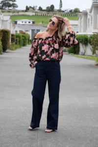 All Bottoms: Shine On Label Reign Denim Wide Leg Trouser Dark Indigo