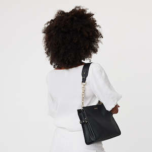 Saben Feature Shoulder Strap Gold Chunky + Black Leather