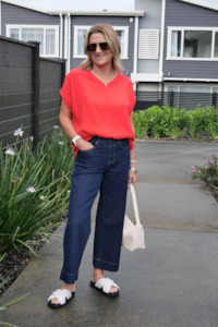 Shine On Label Owen Wide Leg Cropped Jean Dark Indigo