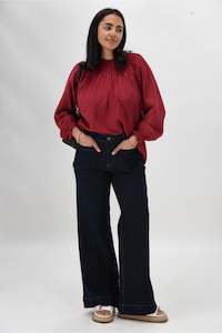 Shine On Label Kazniah Patch Pocket Wide Leg Jean Dark Indigo