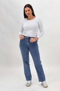 Shine On Label Denim Collection: Shine On Label Jase Straight Jean Mid Vintage Blue