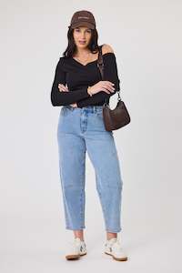 Shine On Label MacPherson Barrel Leg Jean Vintage Indigo