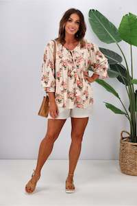 Joop & Gypsy Marseille Ditsy Garden Party Top Latte