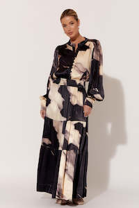 Adorne: Adorne Morgan Marble Satin Tiered Skirt