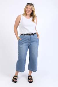 Elm Foxwood: Elm Sidney Cropped Wide Leg Jean Light Blue Wash