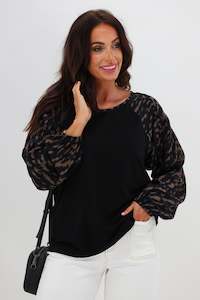 Sale Tops: Gloss The Label Bridie Batwing Sleeve Knit Top Abstract Animal