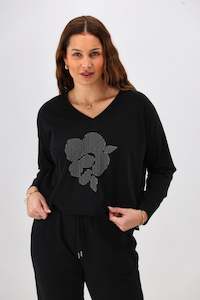Sale Tees: Shine On Label Leith Boxy Oversized V Neck Tee Black
