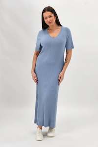 Shine On Label Karleen Rib Knit Dress Pale Blue