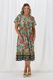 Sunday Boho Kate Flutter Sleeve Dress With Buttons Sage Floral Peacock Print