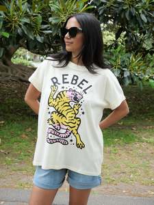 Rebel Club Tiger Cuff Tee Vanilla