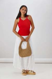 Ayva Eddie Embroidery Anglaise Maxi Skirt White