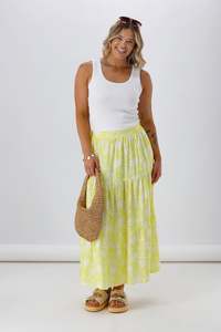 Shine On Label Sunflower Skirt Yellow White Floral
